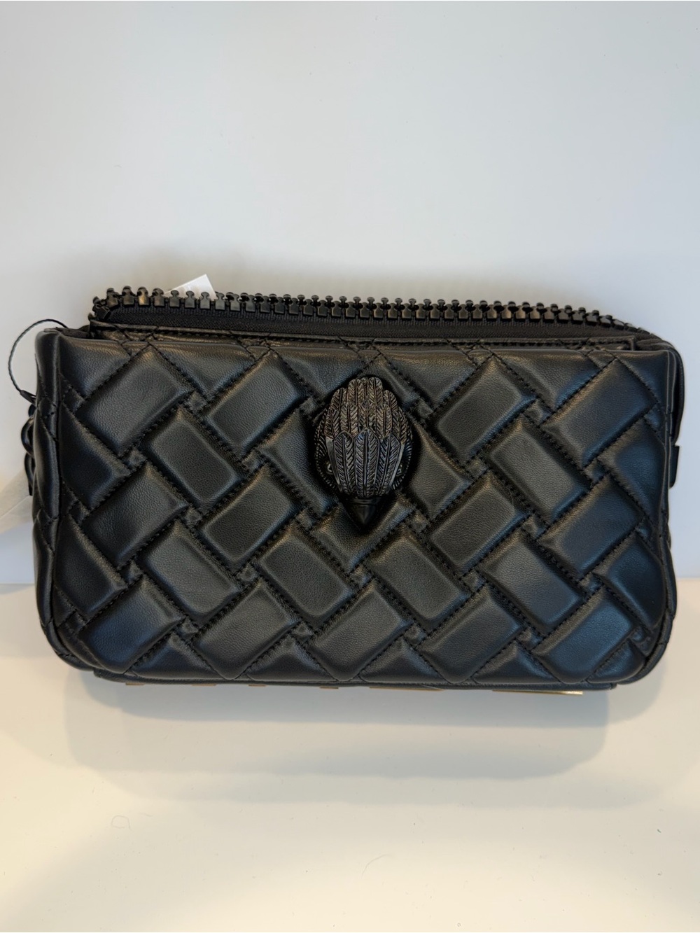 Kurt Geiger Black Quilted Crossbody with Signature Metallic Clasp - New w/tags